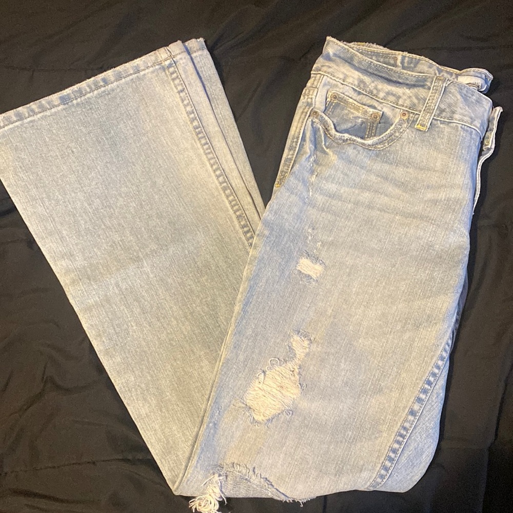 aeropostale light wash ripped boot cut jeans